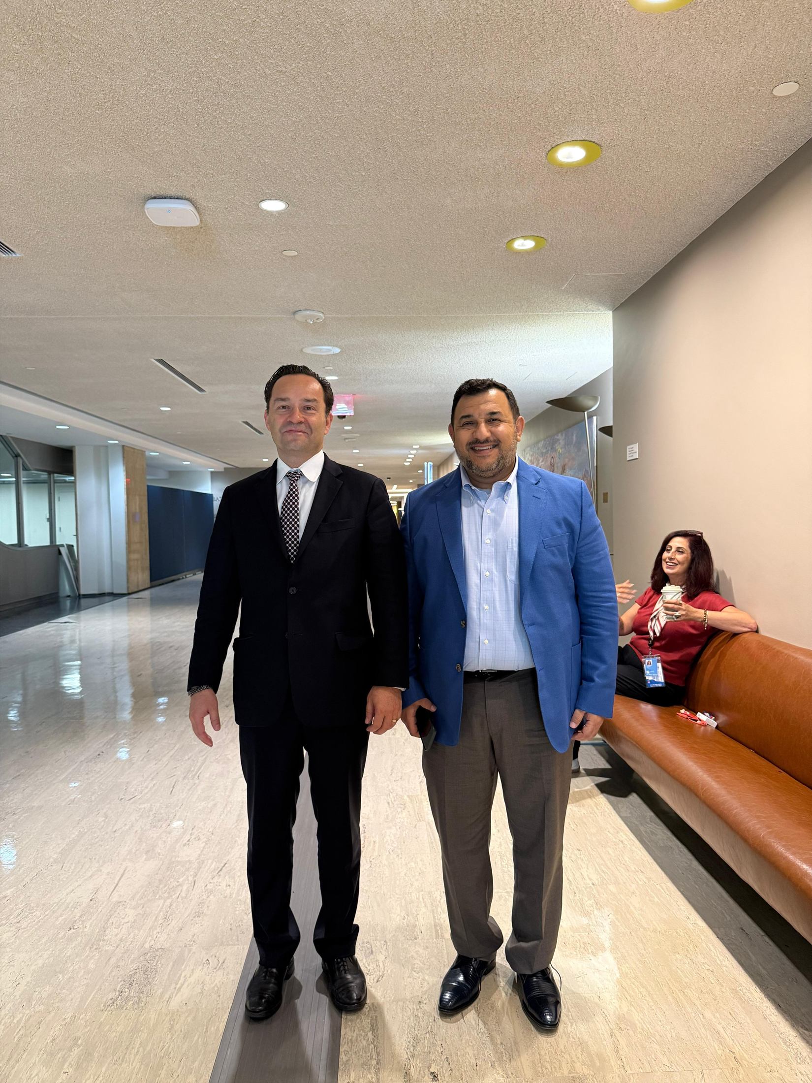 Humam Rajab with a conference partner at United Nations Headquarters